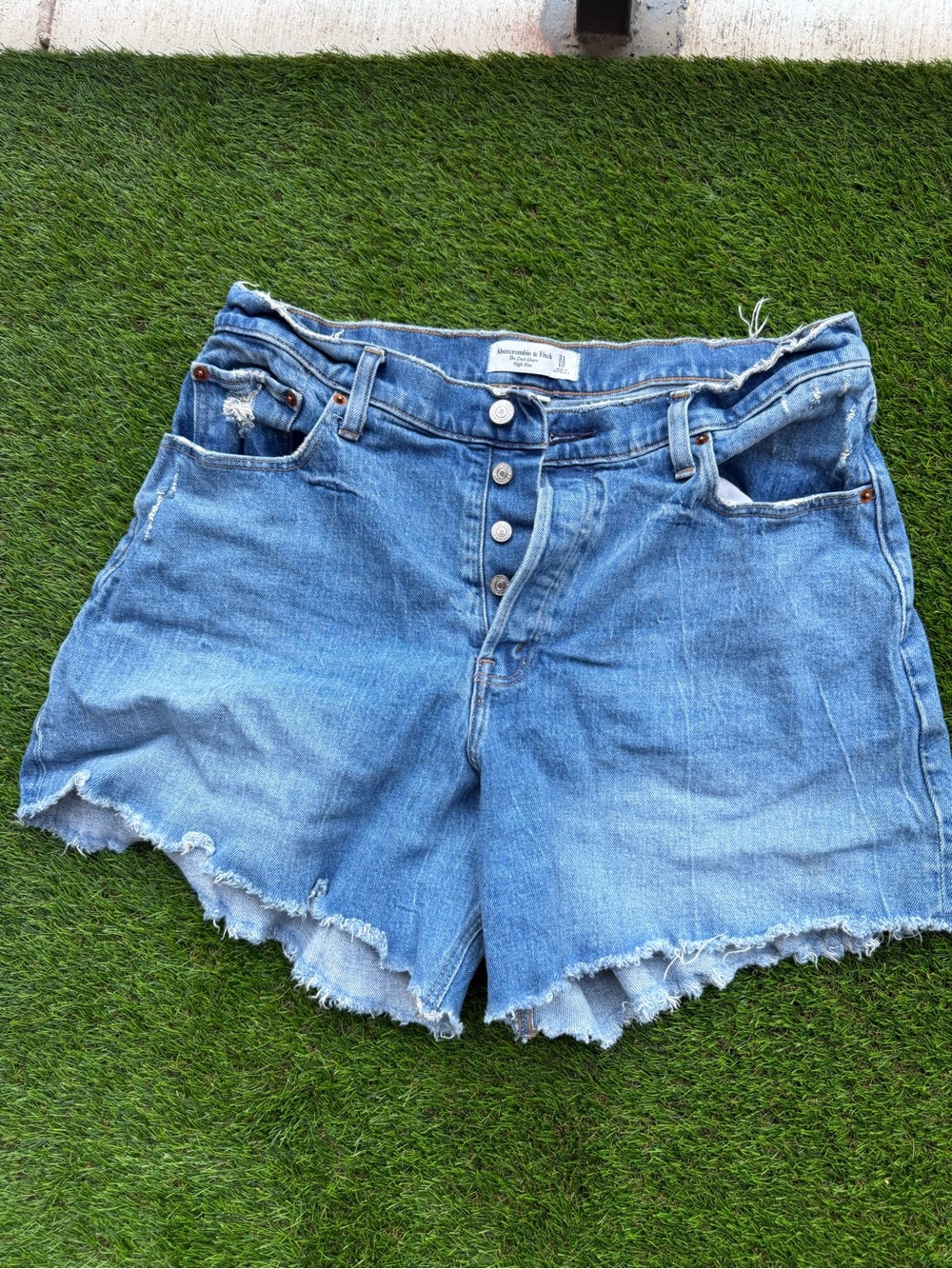 Abercrombie & Fitch Blue Denim Button-Fly Cutoff Shorts